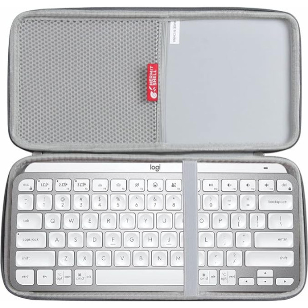 Hermitshell cietais ceļojuma futrālis Logitech MX Keys Mini for Mac bezvadu tastatūrai (pelēks)