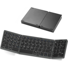 Sikai Salokāmā Bluetooth tastatūra spāņu valodā ar ciparu tastatūru un savienojamību Android, Windows, PC un planšetdatoriem, USB uzlādējama un portatīvajam datoram, mobilā darbam, saderīga ar planšetdatoriem