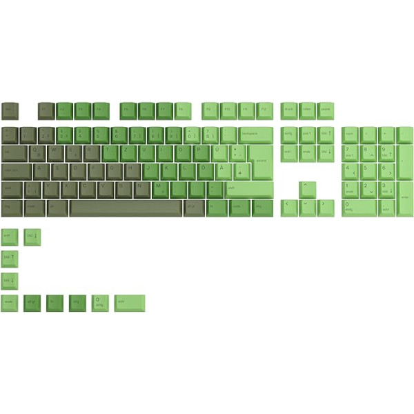 Glorious Gaming 115x GPBT-Keycaps - Cherry-Profil, īpaši izturīgs PBT materiāls, optisch EIN Blickfang, augsta kvalitāte, oriģinālshrift, Deutsch Layout - Olive