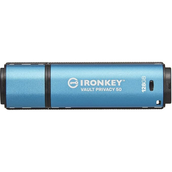 Kingston IronKey Vault Privacy 50 FIPS 197 sertificēta un XTS-AES 256-bitu šifrēta USB zibatmiņas karte lielākai datu aizsardzībai - IKVP50/128GB