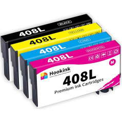 Hookink 408L 408 Multipack printeru kasetnes, kas saderīgas ar Epson 408L tintes kasetnēm, kas saderīgas ar Epson WorkForce Pro WF-C4310DW WF-C4810DTWF WF-C4310 WF-C4810D (4 iepakojumi)