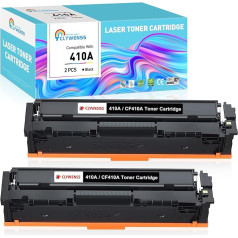 Clywenss 410A melns toneris, kas saderīgs ar HP CF410A CF410X 410X tonera kasetnēm priekš Color Laserjet Pro MFP M477fnw M477fdn M477fdw M452dn M477fdw M452dn M452nw M377dw M477 M452 M377 (Iepakojumā 2, 2300 lappuses katrā)