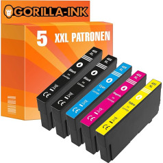 Gorilla-Ink 5 x XXL kasetne, kas saderīga ar Epson 405XL, piemērota Epson WorkForce EC-C 7000 Pro WF-3820 DWF Pro WF-3825 DWF Pro WF-3830 DWTF Pro WF-4820 DWF Pro WF-4825 DWF Pro WF-4830 DTWf.