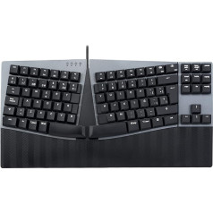 Perixx PERIBOARD-335BL Ergonomiska mehāniskā tastatūra ar kabeli - bez taustiņiem - zili klikšķu taustiņi ar zemu profilu, programmējami makro taustiņi - Windows un Mac OS X - izkārtojums QWERTY spāņu valodā