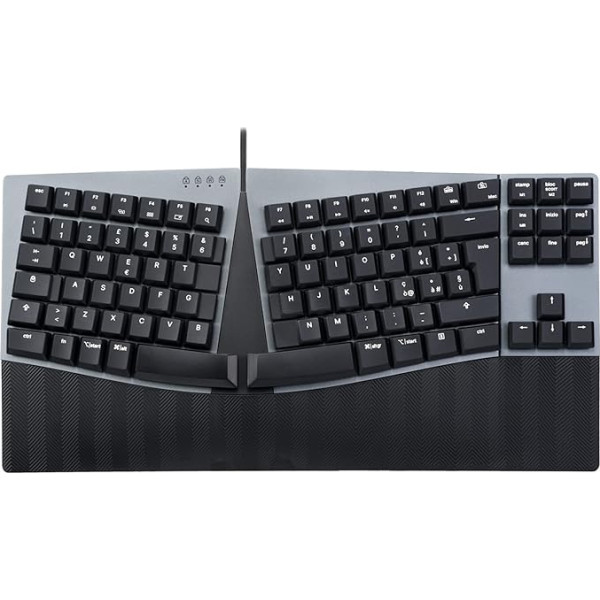 Perixx PERIBOARD-335BR Kompakta ergonomiska mehāniskā tastatūra ar kabeli - Brūnas zema profila taustiņi - Programmējamas funkcijas ar makro taustiņiem - Saderīga ar Windows un Mac OS X -