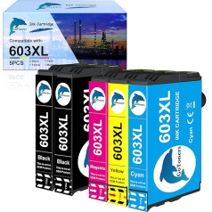 GoToners 5 printeru kasetnes saderīgas ar Epson 603 603XL Piemērots XP-3100 XP-3105 XP-3150 XP-3155 XP-2100 XP-2105 XP-2150 XP-4150 XP-4155 XP-4100 XP-4105 WF-2810 WF-2830 WF-284 0 WF-2850