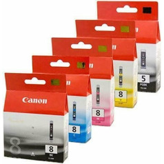 Canon PGI-5 CLI-8 oriģinālās tintes kasetnes PGI-5bk, CLI-8bk priekš PIXMA ip4200, ip4300, ip4500, ip5300, M500, MP530, MP600, MP610, MP800, MP810, MP830, MP960