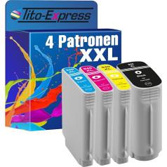 4 printeru kasetnes XXL ar mikroshēmu un līmeņa indikatoru, kas ir saderīgas ar HP 940 XL, paredzētas HP OfficeJet Pro 8000, HP OfficeJet Pro 8000 Wireless, HP OfficeJet Pro 8500, HP OfficeJet Pro 8500 Premier, HP OfficeJet Pro 8000 Enterprise, HP Of