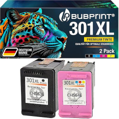 Bubprint 2 Printera kasetnes saderīgas ar HP 301 XL priekš Envy 4500 4504 5530 5532 5534 DeskJet 1050 1050a 1510 2510 2050 2540 2544 2549 3050 3050A 30555A OfficeJet 2620 2622 4630 4632