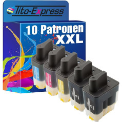 Tito-Express PlatinumSerie 10x tintes kasetne XXL, saderīga ar Brother LC900 DCP-115C Fax-1835C Fax-1840 Fax-1940 Fax-2440C