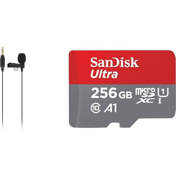 RØDE Lavalier GO profesionāls lavalier mikrofons apraides mikrofons un SanDisk Ultra Android microSDXC UHS-I atmiņas karte 256GB + adapteris