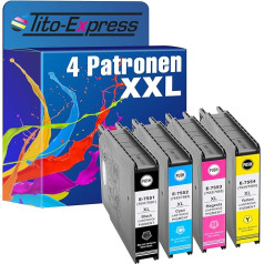 Tito-Express PlatinumSerie 4X kasetnes XXL saderīgas ar Epson T7551-T7554 | Piemērots Epson Workforce Pro 6530 MFP 8010 8090 8510 8590 DW D3TWC DTW DTW DTWC DWF DTWF DTWFC TC