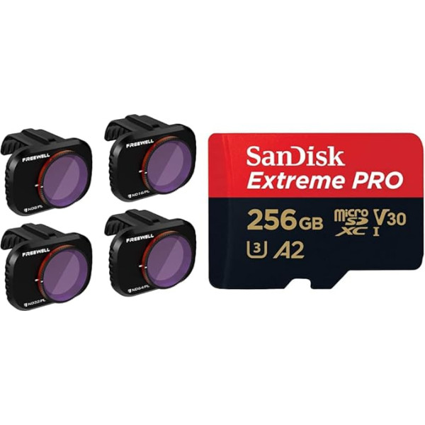 Freewell Bright Day - 4K sērija - 4 filtri & SanDisk Extreme PRO microSDXC UHS-I atmiņas karte 256 GB + adapteris & RescuePRO Deluxe viedtālruņiem