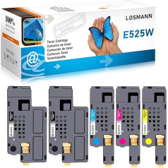 LOSMANN E525W saderīgs toneris, kas aizstāj Dell E525 E525w 593-BBLN 593-BBLZ 593-BBLV 593-BBLL 593-BBLL (5 gab., 2 melni, 1 zilganzaļš, 1 sārts, 1 dzeltens)