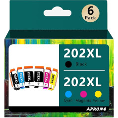 202XL kasetnes, kas saderīgas ar Epson 202 202XL kasetnēm, kas paredzētas Expression Premium XP-6100 XP-6000 XP-6005 XP-6105 (iepakojumā ir 6)