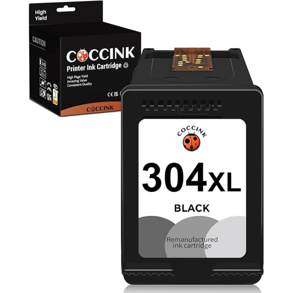 COCCINK 304XL tintes kārtridži priekš HP 304 XL priekš DeskJet 2620 2625 2625 2630 2635 2655 3700 3720 3730 3735 3755 3760 Envy 5010 5020 5020 5055 5052 A MP 100 120 130 atjaunotas tintes kasetnes (1 melna)