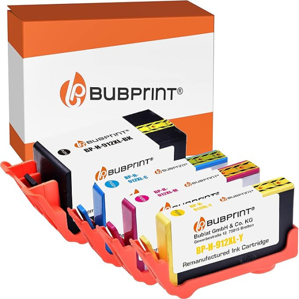 Bubprint 912XL 4 printeru kasetnes saderīgas ar HP 912 XL HP 912XL priekš HP OfficeJet Pro 8022 8012 8010 8013 8014 8015 8017 8020 8023 8024 8025 Multipack Black Cyan Magenta Yellow