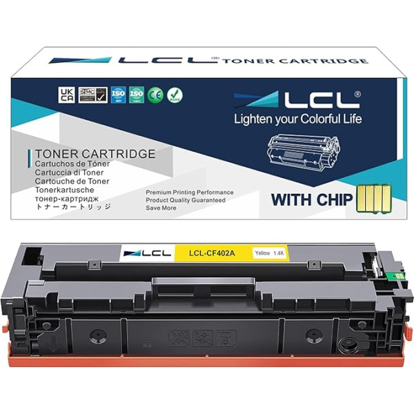 LCL 201A CF402A (1PK dzeltens) toneris, kas saderīgs ar HP Color LaserJet Pro M252dw/M252n, Laser Jet Pro MFP M277dw/M277n