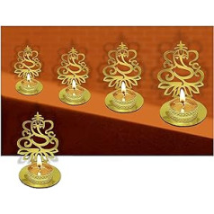 Komplektā 4 Lord Ganešas formas Diwali Shadow Diya. Deepawali tradicionālā dekoratīvā dija Lorda Ganeša formā mājām/birojam. Reliģisks tējas gaismas sveču turētāja statīvs