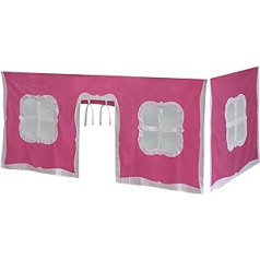 Max & Lily Children's Cotton Bed Curtain with Transparent Plastic Window for Boys and Girls, Front Curtain 190.5 cm x 83.8 cm, Pink and White