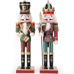 Auniq Pack of 2 Riekstkodis Figūras, 30 cm Maģiskais Riekstkodis Soldier Classic Wood Tradicionālās Ziemassvētku Riekstkodis Figūras Galda noformējums Riekstkodis Rotaļlieta Ziemassvētku ballītes Dāvanu Noformējums