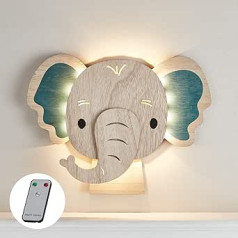 Lights4fun LED Wall Light Elephant Remote Control Timer Battery Operated Indoor Children's Room Decoration