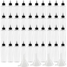 MAHIONG 40vnt 2oz Plastikiniai išspaudžiami buteliai Apvalūs dozavimo buteliai su užsukamu dangteliu, skirti amatams Virtuvės buitiniai skaidrūs
