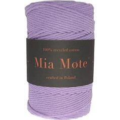 Mia Mote Classic Line dabiskās kokvilnas aukla makramē 100% pārstrādāta kokvilnas dzija DIY Makrama aizkaru aušana tamborēšanas rotājumi Diametrs 3 mm Garums 200 m Šķiedru skaits 45 Violets