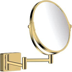 hansgrohe AddStoris Cosmetic Mirror, Shaving Mirror, Swivelling, Makeup Mirror, Polished Gold Look