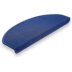 Brielle Non-Slip Stair Mats 65 x 24 x 3.5 cm - Self-Adhesive Carpet Stair Treads - Easy Care Semicircular Stair Rug - Dark Blue - Semicircular - 20 dp Impact Sound Insulation - Pack of 15