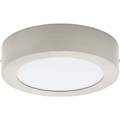 EGLO LED griestu lampa Fueva 1, 1 spuldzes griestu lampa, materiāls: liets metāls, plastmasa, krāsa: matēts niķelis, balta, Ø: 17 cm, silti balta