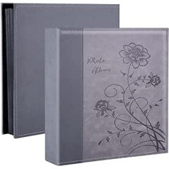 Miaikoe Photo Album 6x4 400 Photos Slip In Extra Large Capacity Leather Cover Wedding Family Picture Albums Holds 400 Vertical Photos Landscape 4x6 (Grey)