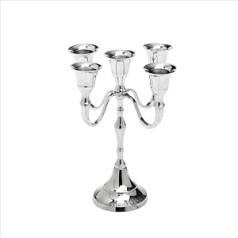 NKlaus 2909 Candle Holder 5 Arms Brass Candelabra 18 cm High Nickel-Plated Brass Candelabra for Candles Diameter 2 cm Table Candles Taper Candles Decoration Wedding