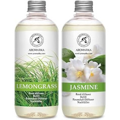 Istabas smaržu difuzora uzpilde citronzāle un jasmīns 1L - 2 x 500 ml - Smaržu difuzora uzpildīšanas komplekts - Reed difuzora uzpilde - Istabas aromāts - Istabas aromāts - Difuzora uzpilde - Telpas gaiss