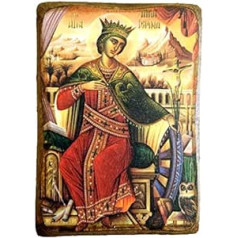 Wood Greek Christian Orthodox Doxe Wooden Icon of Saint Catherine/A0