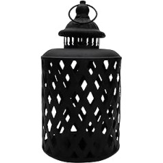 Fovasen Metal Rustic Candle Holder Decorative Hollow Lanterns Indoor / Outdoor Candle Hanging Lantern Vintage Romantic Candlelight Dinner Candle Holder for Halloween Wedding Party Decor Black