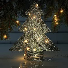 com-four® LED Decorative Christmas Tree - Christmas Decoration Christmas Tree with LED and Timer - Stand Christmas Tree with Warm White Light (01 Pieces - Tree - 40 cm - Timer)