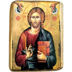 Greek Christian Orthodox Wooden Icon of Jesus Christ / A0