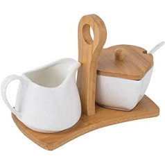 Cabilock Sugar Bowl Set with Lid Spoon Ceramic Cream Jug Jug Glass Dispenser Porcelain Creams Coffee Serving Set for Coffee Tea Milk Jam Sauces