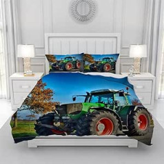 3D Tractor Bed Linen Set, Tractor Pattern Printed Futon Cover for Children Boys, Soft, Comfortable, Breathable, Microfibre, Children's Room, Decorative Futon Cover with Zip Closure (T1.135 x 200 cm)