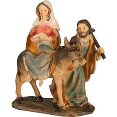 Nativity Block hosteļa meklēšana / Kristus dzimšanas figūriņas Marija un Jāzeps uz ēzeļa no hosteļa meklēšanas [Augstums/mērogs apm. 12 cm, ar rokām apgleznoti, poliserīns/sveķi]