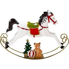 Marco Paul Novelty Christmas Rocking Horse Ornament - Multicoloured Metal Horse Figurine for Christmas Decoration - Festive Horse Statue for Table Decoration, Indoor, Christmas Decoration