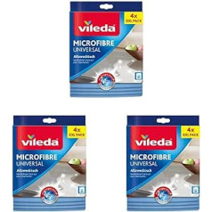 Vileda Multi-Purpose Cloth, 100% Microfibre, Streak-Free Shine, for Sensitive Surfaces, 38 x 36 cm, Pack of 12