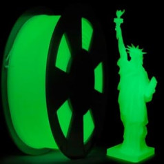 ZIRO 3D Drucker Filament PLA PRO 1,75 mm Glow In The Dark Color sērija, 1 kg (2,2 mārciņas), izmēru precizitāte +/- 0,03 mm, GID Grün