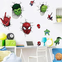 3D Superhero Wall Stickers Boys Wall Stickers for Bedroom Living Room Hotel Decoration Size:40x60cm