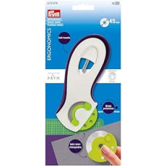 Prym 610474 Ergonomisks rotējošais griezējs, plastmasa, plūmju zils, balts, 45 mm