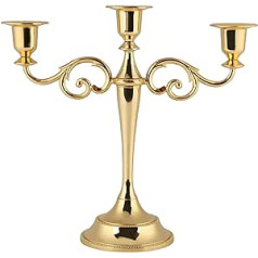 FTVOGUE 3 Arms Candle Holder 2 Colours Metal European Style Candelabra Wedding Candle Holder for Dinner Coffee Table Decoration