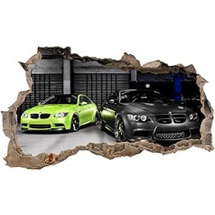 3D sieninis lipdukas Sieninis lipdukas Proveržis Automobilis Motociklas Automobilis Lipnus aukštis 60 x P 100 cm Miegamojo svetainė (WL17)