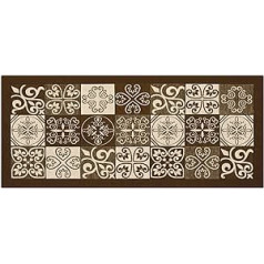 BIANCHERIAWEB virtuves paklājs Neslīdošs mazgājams virtuves paklājs Izmēri 55 x 115 cm Ražots Itālijā ar Majolica Design Brown Carpet Runner Mazgājams un gludināms.