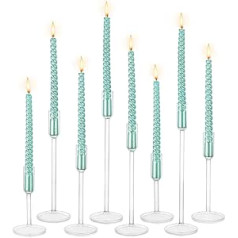 Hewory Candle Holder Glass Candle Holder Transparent Set of 8 Taper Candle Holders Glass Candle Holder Taper Candles for Wedding Table Decoration Dining Table Decoration Glass